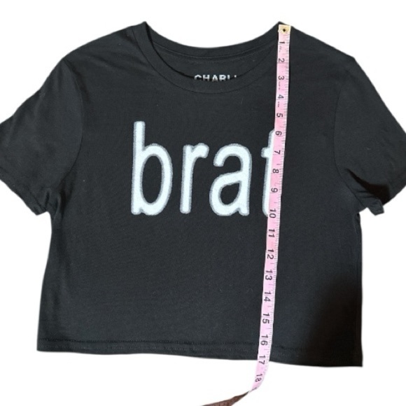 Charli XCX “Brat” Official Crop Top T-Shirt | Black | Size Small - Picture 7 of 9